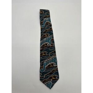 Vintage RM Sport Jacksonville Jaguars NFL Silk Tie 1994 Teal Black USA Made